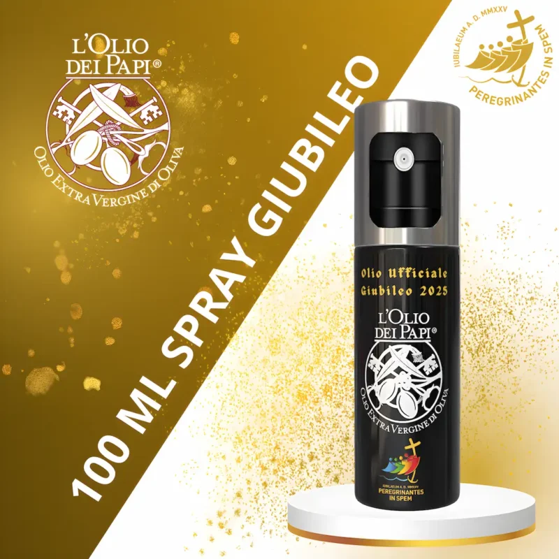 L'Olio dei Papi in Oliera Spray 100 ml – Edizione Giubileo 2025, Idea Assaggio. In Vetro. Elegante, Comoda e Ricaricabile !