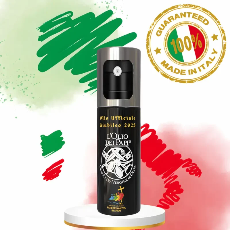 L'Olio dei Papi in Oliera Spray 100 ml – Edizione Giubileo 2025, Idea Assaggio. In Vetro. Elegante, Comoda e Ricaricabile !