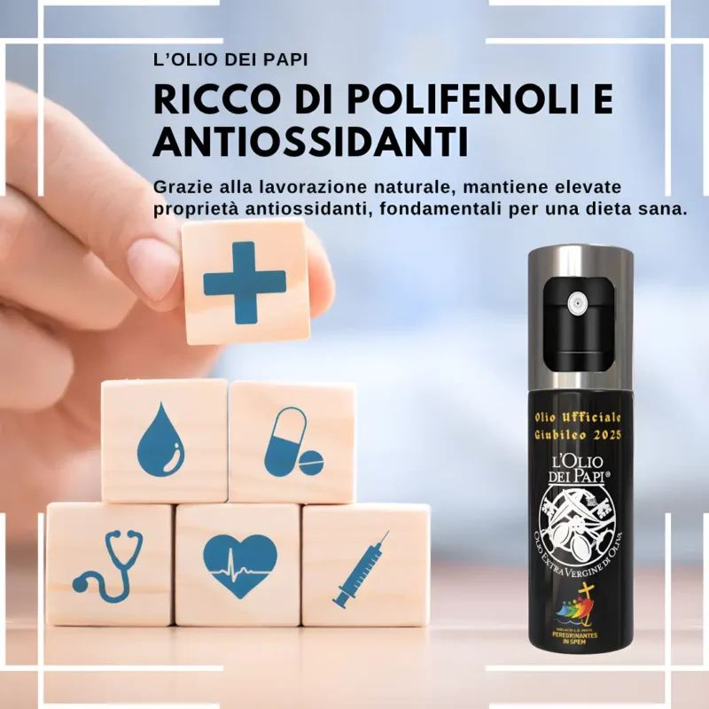 L'Olio dei Papi in Oliera Spray 100 ml – Edizione Giubileo 2025, Idea Assaggio. In Vetro. Elegante, Comoda e Ricaricabile !