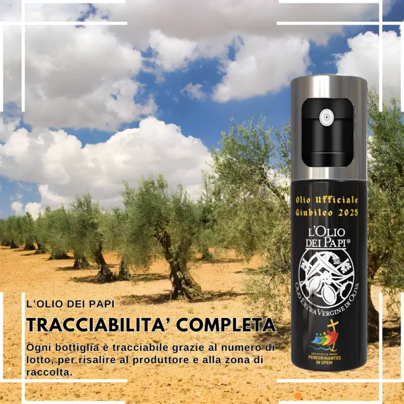 L'Olio dei Papi in Oliera Spray 100 ml – Edizione Giubileo 2025, Idea Assaggio. In Vetro. Elegante, Comoda e Ricaricabile !