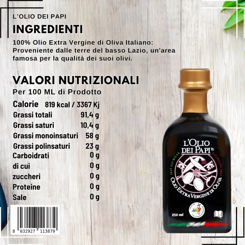 L'Olio dei Papi - Edizione Giubileo 2025, Bottiglia da 250 ml