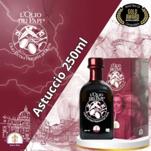 Bottiglia con astuccio da 250ml di olio extra vergine Olio dei Papi.