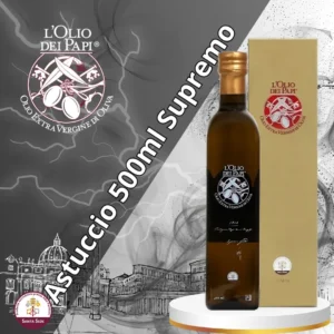 Bottiglia con astuccio da 500ml olio extra vergine Edizione Supremo.