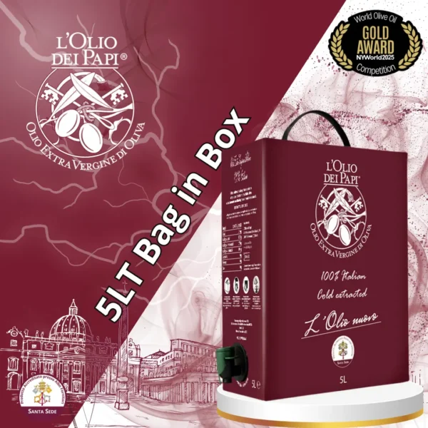 Bag in box da 5 litri di olio extra vergine Olio dei Papi.