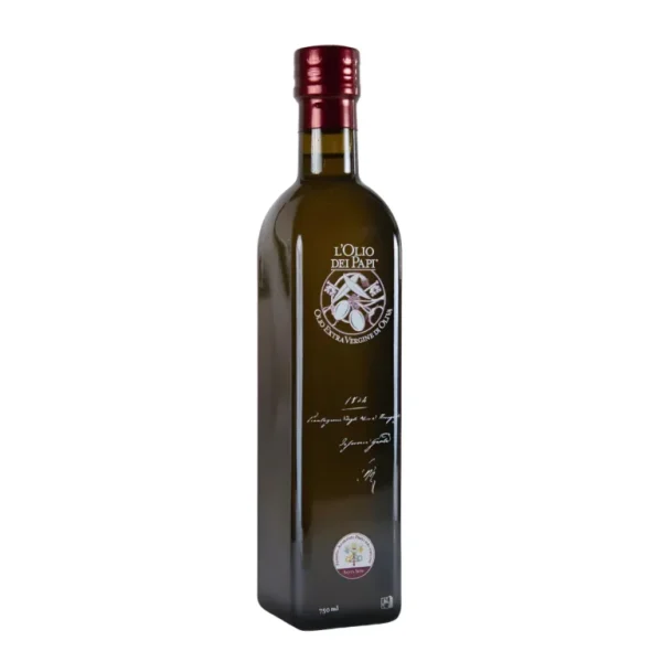 Bottiglia di L’Olio dei Papi 750ml in elegante confezione
