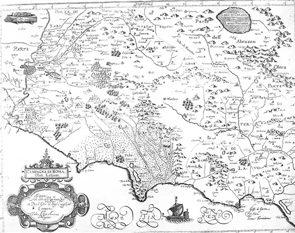 Mappa storica del Lazio che evidenzia le aree olivicole
